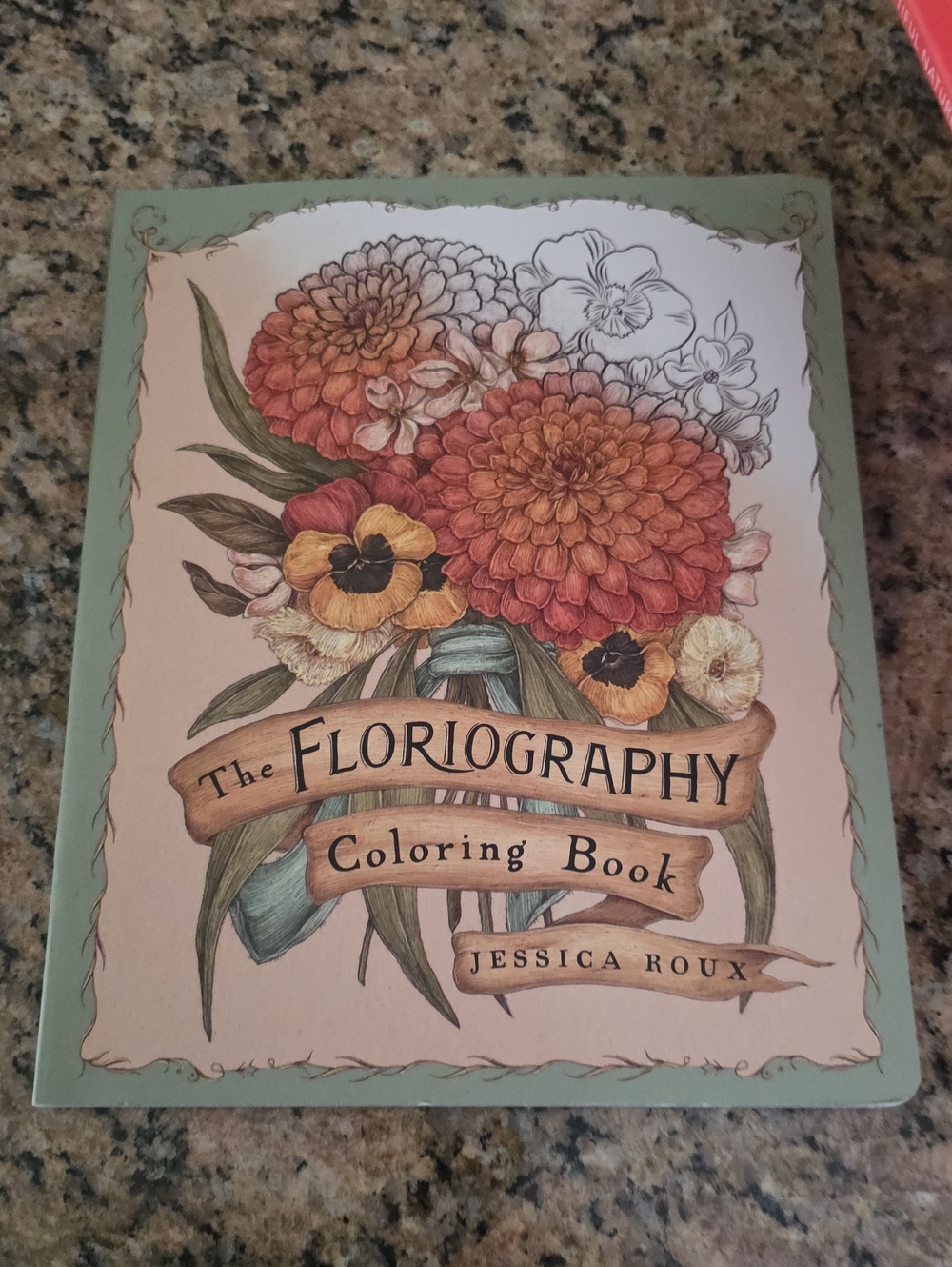 The Floriography Coloring Book by Jessica — Sage Green Floral Cover